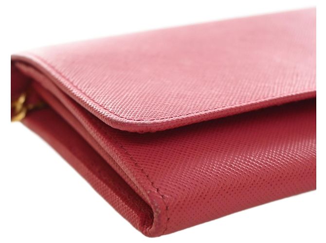 Carteira com corrente Prada em Saffiano rosa - vista 8