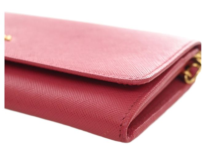 Carteira com corrente Prada em Saffiano rosa - vista 9