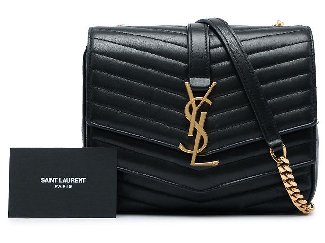 Autre Marque Borsa Saint Laurent Sulpice Small in nappa monogram chevron verde Verde scuro - vista 7