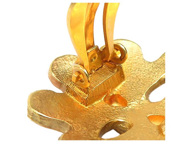 Boucles d'oreilles clips Chanel Gold CC plaquées or motif fleur Doré - vue 12