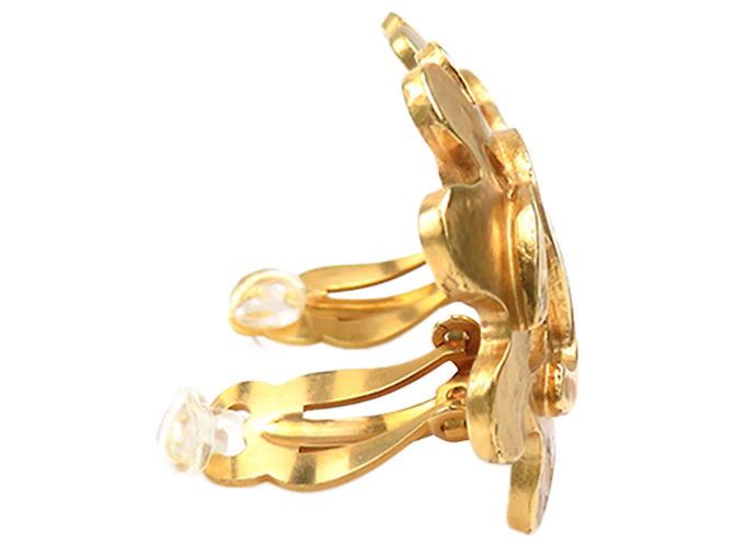 Boucles d'oreilles clips Chanel Gold CC plaquées or motif fleur Doré - vue 2