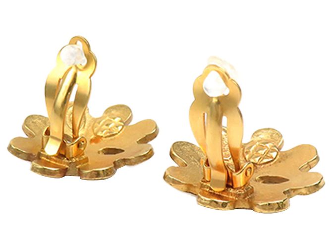 Boucles d'oreilles clips Chanel Gold CC plaquées or motif fleur Doré - vue 4