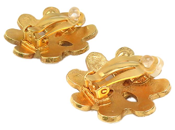 Boucles d'oreilles clips Chanel Gold CC plaquées or motif fleur Doré - vue 6