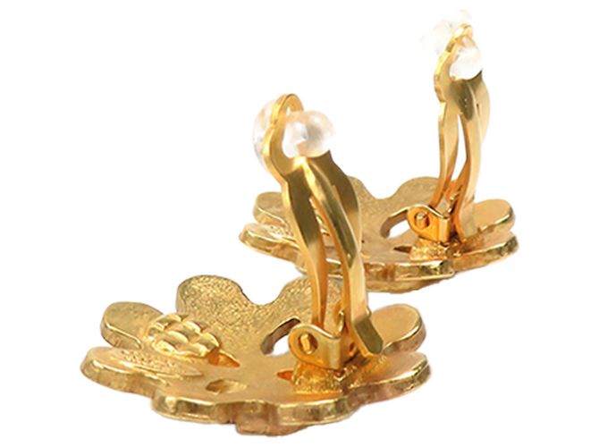 Boucles d'oreilles clips Chanel Gold CC plaquées or motif fleur Doré - vue 8