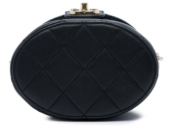 Chanel Black CC Lambskin Elegant Chain Vanity Case Kosmetiktasche Schwarz - Ansicht 3