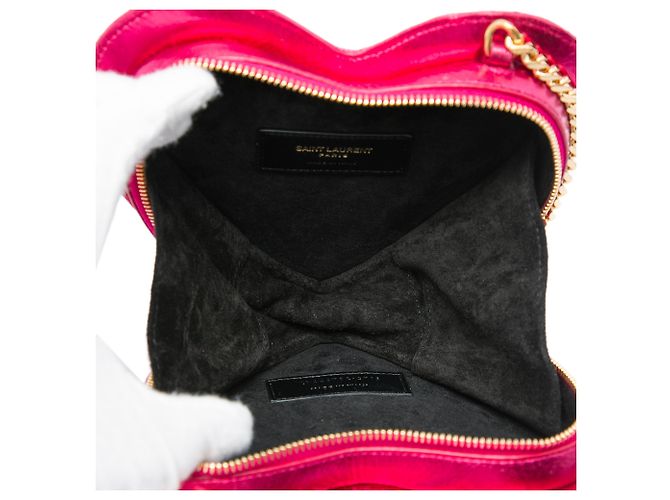 Autre Marque Borsa a catena Saint Laurent Pink Mini Chevron Metallic Leather Monogram Love Heart Rosa - vista 4
