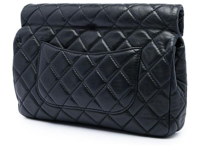 Clutch Roll Reissue 2.55 em pele de cordeiro acolchoada preta Chanel Preto - vista 2
