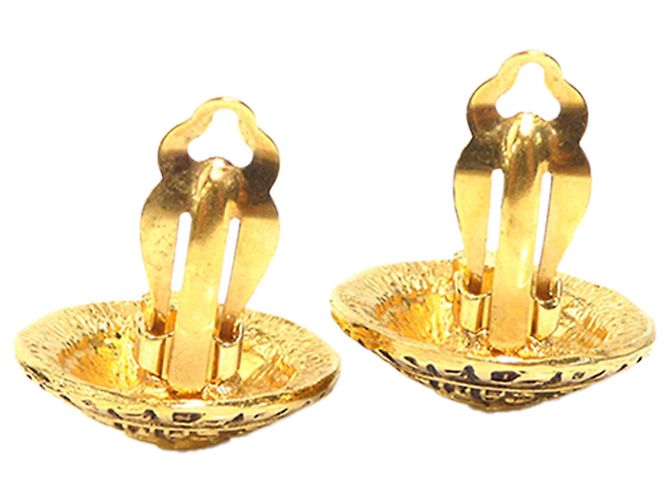 Brincos de pressão redondos Chanel Gold CC com logótipo banhado a ouro Dourado - vista 5