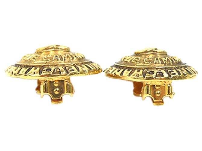 Brincos de pressão redondos Chanel Gold CC com logótipo banhado a ouro Dourado - vista 6