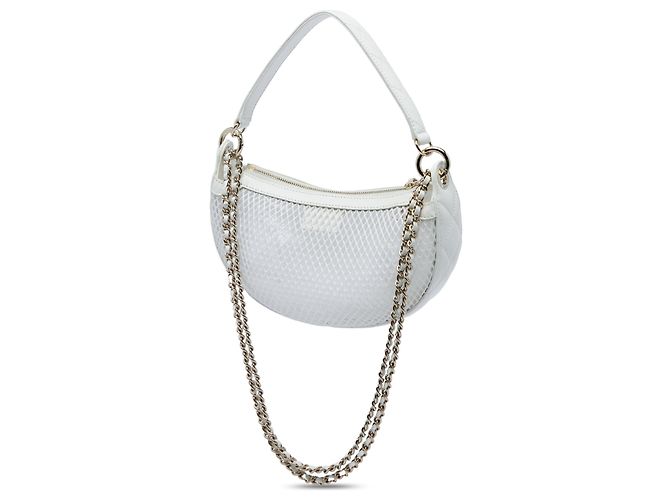 Bolsa Hobo Chanel em malha branca CC e pele de cordeiro brilhante acolchoada com corrente Branco - vista 2