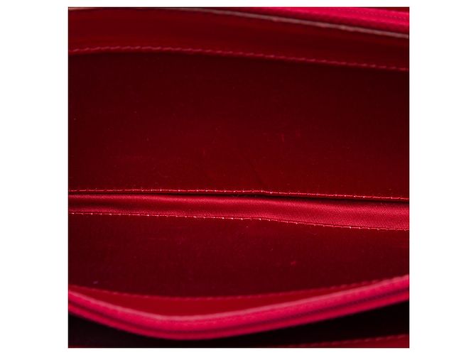 Chanel Red CC Quilted Patent Brilliant East West Wallet On Chain Rosso Bordò - vista 4