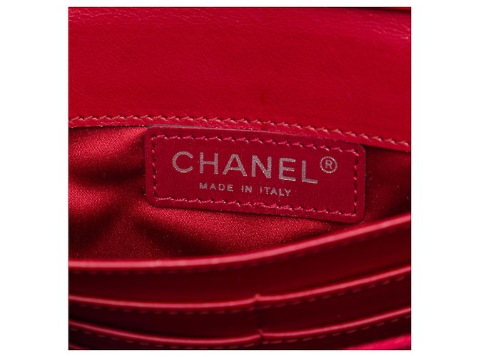 Chanel Red CC Quilted Patent Brilliant East West Wallet On Chain Rosso Bordò - vista 5