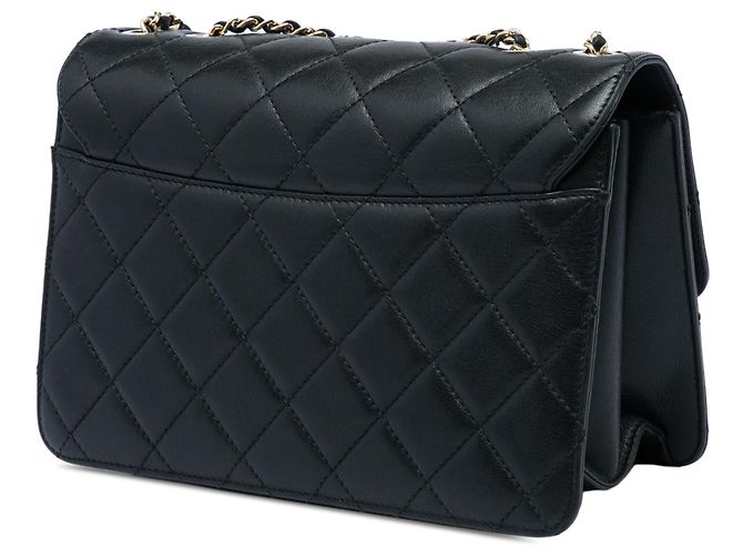Chanel Black Medium Quilted Sheepskin Beauty Lock Flap Schwarz - Ansicht 2