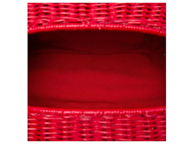 Borsa Satchel Miu Miu in vimine e rattan rosso - vista 4
