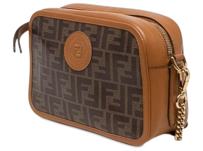 Borsa Camera Fendi Century FF 1974 in tessuto vitello glassato marrone - vista 2