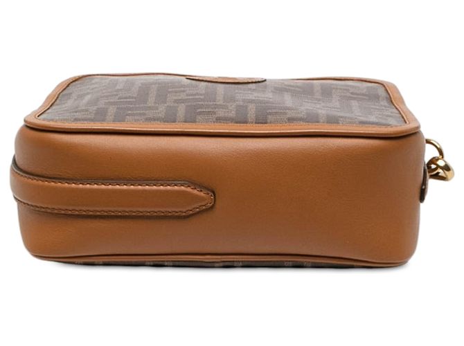 Borsa Camera Fendi Century FF 1974 in tessuto vitello glassato marrone - vista 3