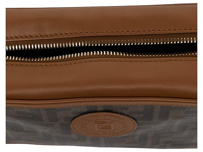 Borsa Camera Fendi Century FF 1974 in tessuto vitello glassato marrone - vista 5