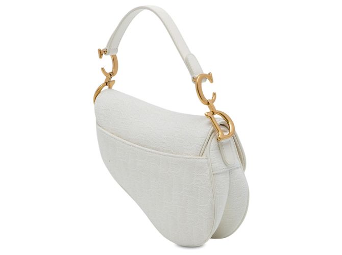 Borsa Saddle Dior Mini in tela ricamata Oblique bianca Bianco - vista 2