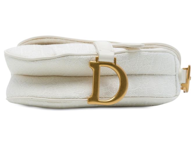 Borsa Saddle Dior Mini in tela ricamata Oblique bianca Bianco - vista 3