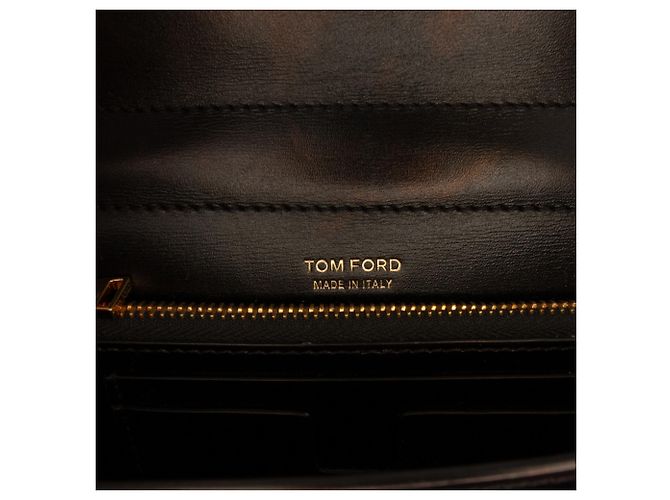 Portafoglio TF con tracolla Tom Ford in pelle di vitello Palmellato nera mini Nero - vista 5