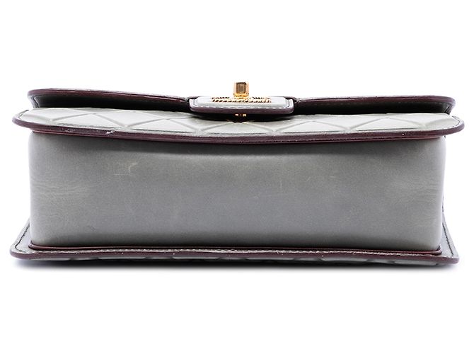 Chanel Gray CC Quilted Debossed Calfskin Flap Brown - view 3