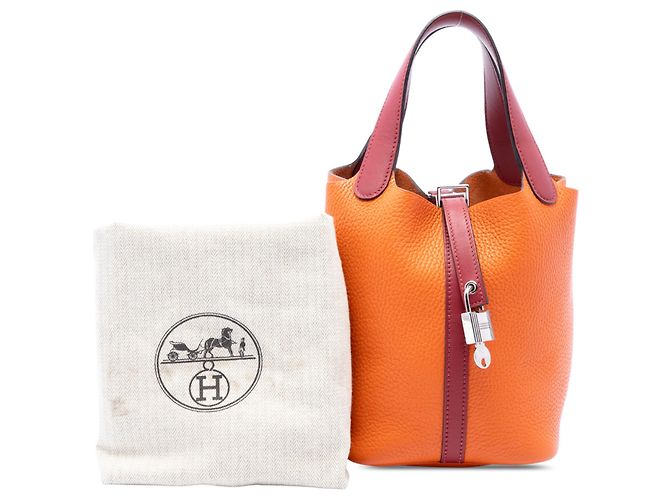Hermès Orange Bicolor Clemence and Swift Picotin Lock 18 - Ansicht 7
