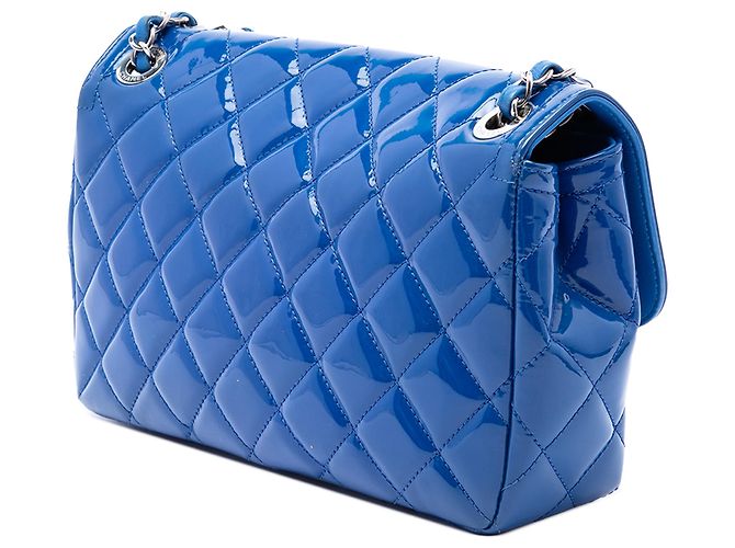 Chanel Blue Medium Quilted Patent Coco Shine Flap Azul - vista 2