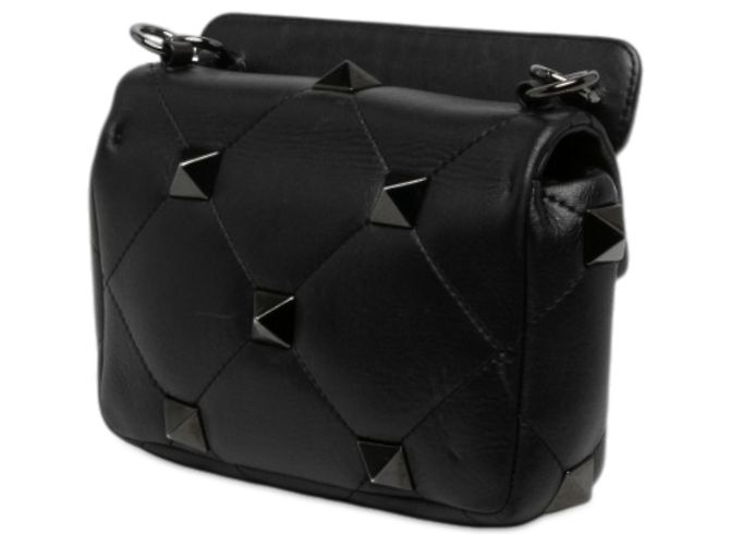 Borsa Satchel Valentino Small Nappa Monochrome Roman Stud Nera Nero - vista 2
