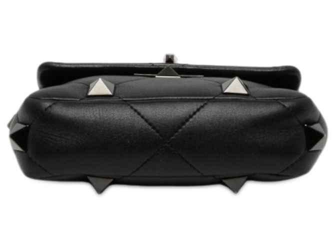Borsa Satchel Valentino Small Nappa Monochrome Roman Stud Nera Nero - vista 3