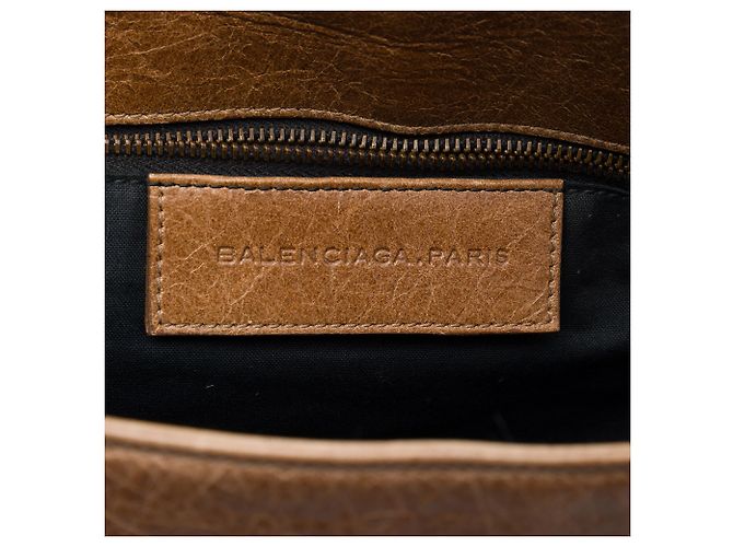 Borsa a tracolla Balenciaga Motocross Classic Folk in lambskin marrone - vista 5