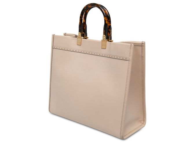 Fendi Sunshine Shopper Tote aus Leder in Beige, Medium - Ansicht 2