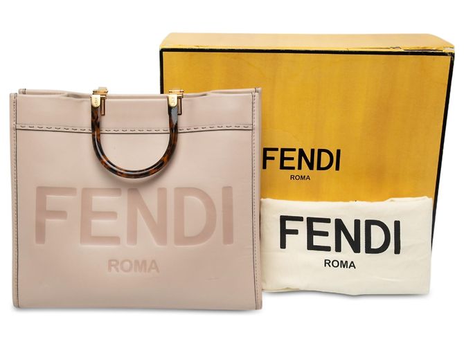 Fendi Sunshine Shopper Tote aus Leder in Beige, Medium - Ansicht 7