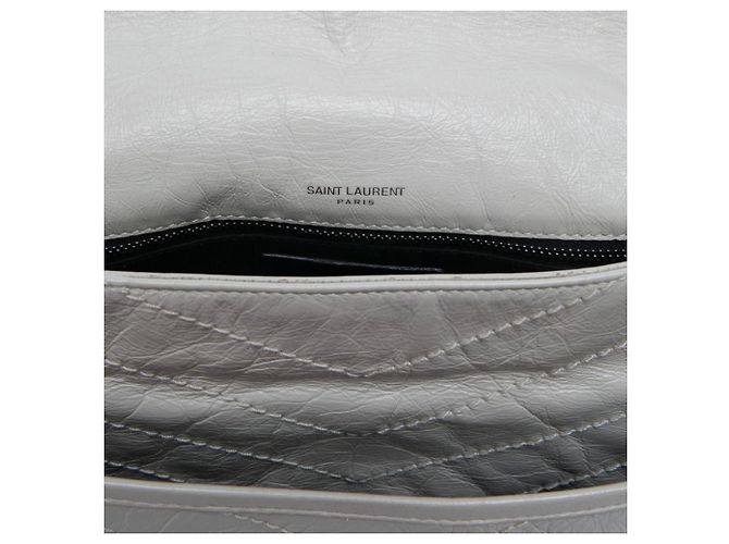 Autre Marque Saint Laurent White Medium Crinkled Calfskin Niki Blanco Crudo - vista 5