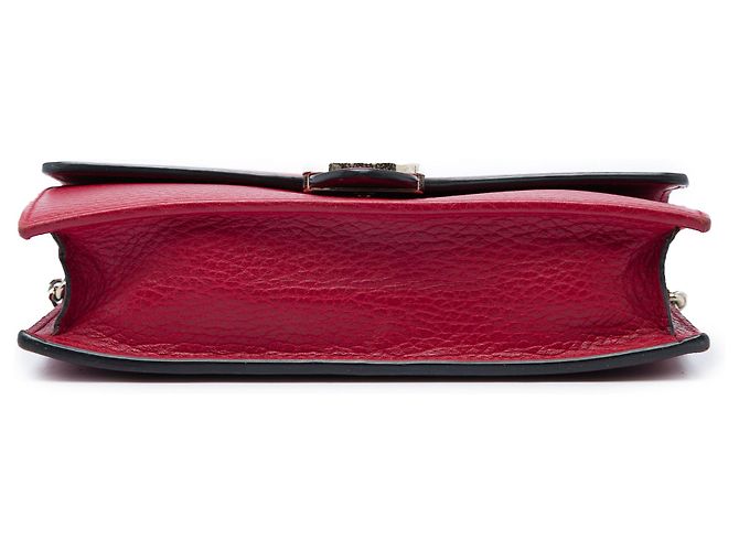 Cartera con cadena Gucci en piel de becerro Dollar roja con G entrelazadas - vista 3