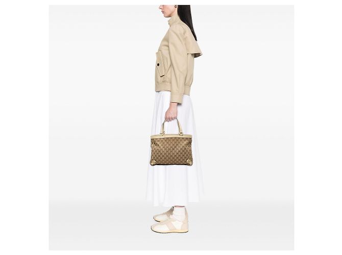 Gucci Abbey D Ring Tote aus beigem GG Canvas - Ansicht 7