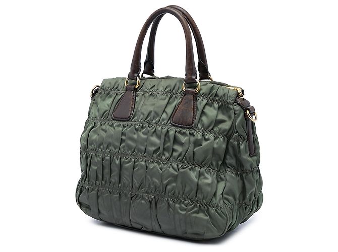 Bolsa Prada Green Tessuto Gaufre Satchel Verde Verde oliva - vista 2