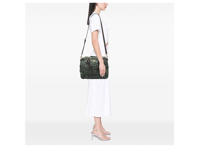 Bolsa Prada Green Tessuto Gaufre Satchel Verde Verde oliva - vista 5