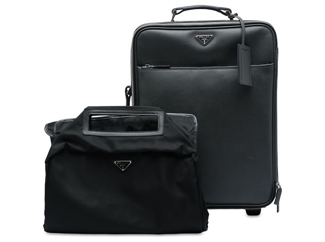 Prada Black Saffiano Rolling Trolley Suitcase - view 7