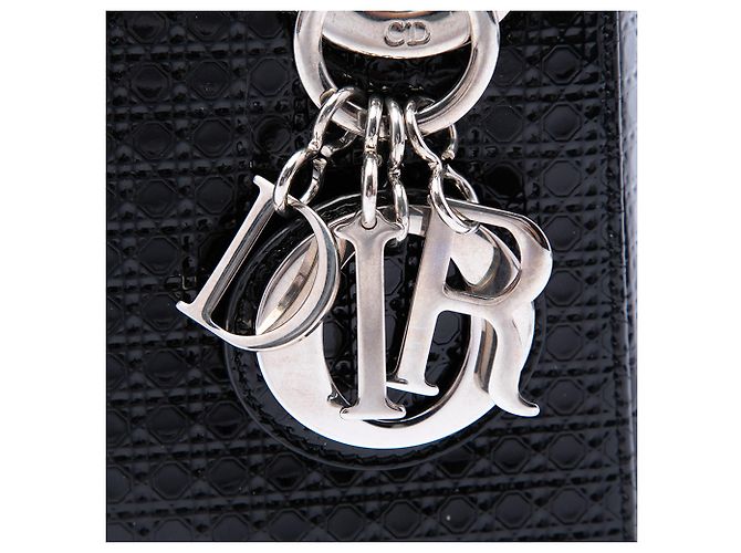 Dior Black Mini Metallic Patent Microcannage Lady Dior Schwarz - Ansicht 2