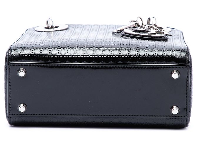 Dior Black Mini Metallic Patent Microcannage Lady Dior Schwarz - Ansicht 4