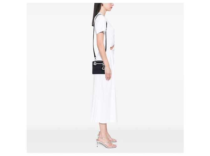 Dior Black Mini Metallic Patent Microcannage Lady Dior Schwarz - Ansicht 6