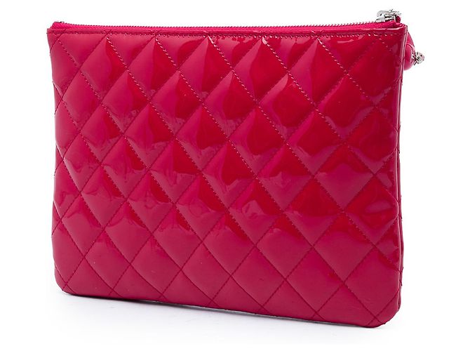 Chanel Clutch O Case Valentine Hearts de charol acolchado Rosa Small - vista 2