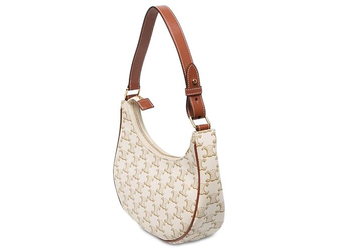 Céline Borsa a tracolla Celine Ava in tela rivestita Triomphe bianca Medium Bianco - vista 2
