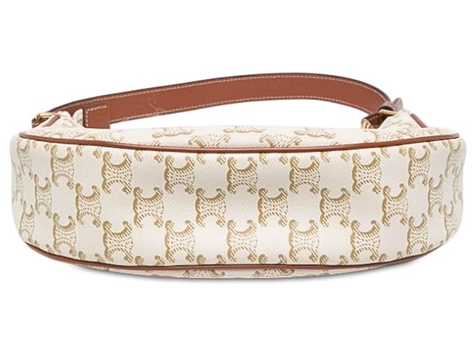 Céline Borsa a tracolla Celine Ava in tela rivestita Triomphe bianca Medium Bianco - vista 3