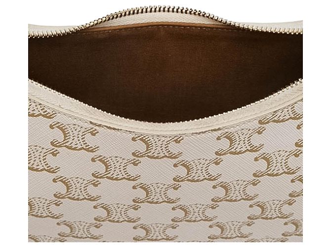 Céline Borsa a tracolla Celine Ava in tela rivestita Triomphe bianca Medium Bianco - vista 5