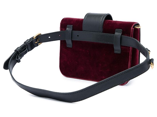 Prada Cahier Gürteltasche konvertibel aus rotem Samt Bordeaux - Ansicht 2