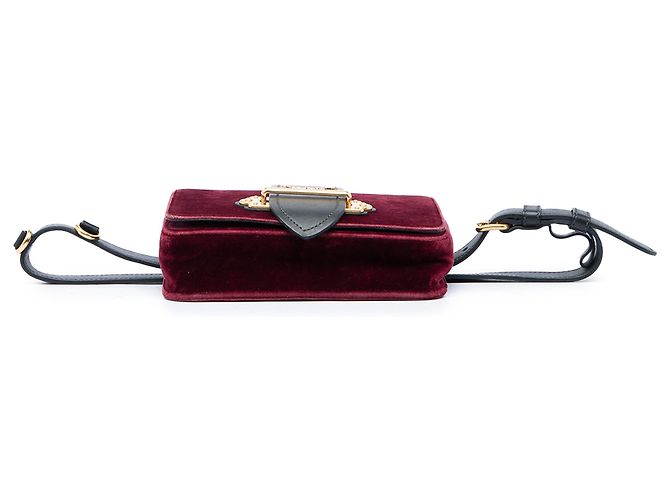 Prada Cahier Gürteltasche konvertibel aus rotem Samt Bordeaux - Ansicht 3