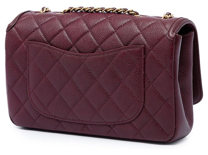 Chanel Red Small Quilted Caviar CC Filigree Flap Roja Burdeos - vista 2