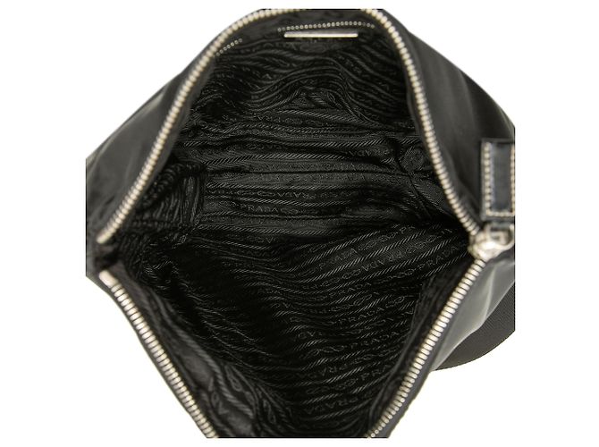Borsa a tracolla Prada in Tessuto con rifiniture in Vitello nero e chiusura a zip - vista 4