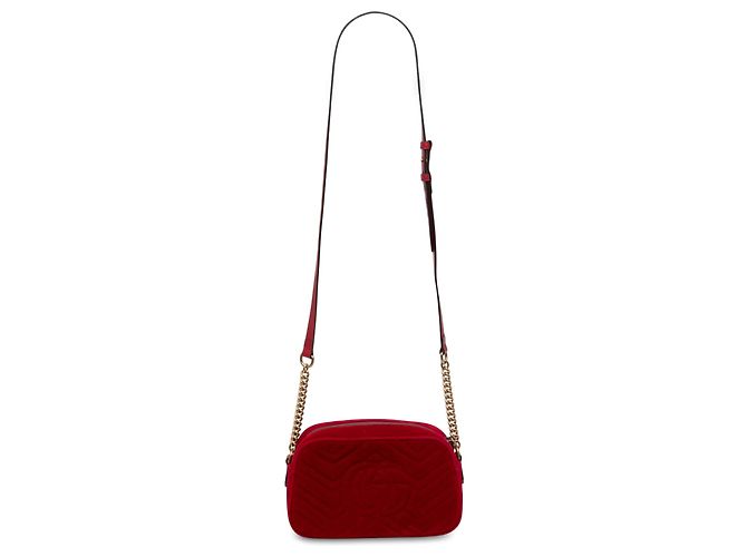 Gucci Borsa a tracolla Small GG Marmont Matelassé in velluto rosso - vista 2